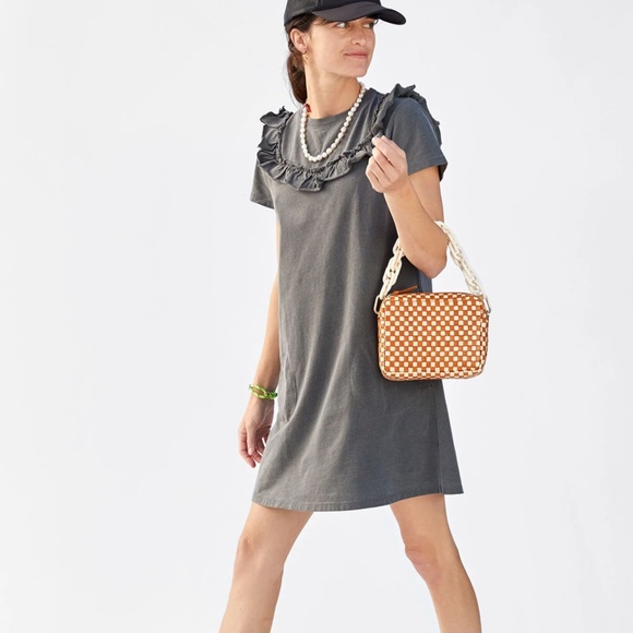 Clare V Midi Sac Natural and Cream Woven Checker New with Tag - Picture 2 of 8